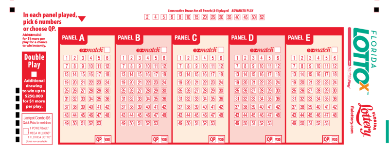 PLAYSLIP OF FLORIDA LOTTO ON FLORIDA LOTTERY PLAYSLIP FOR FLORIDA LOTTO OF FLORIDA LOTTERY